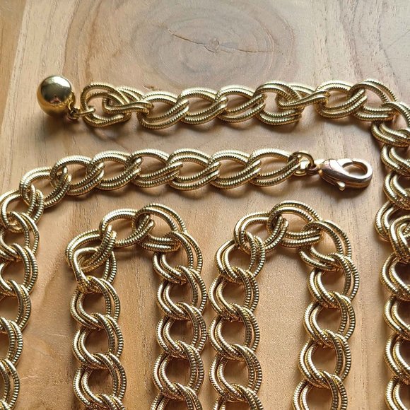 CHAIN BELT ~ Gold Tone + Ball Charm - Picture 1 of 3